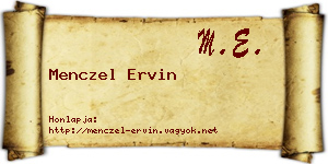 Menczel Ervin névjegykártya